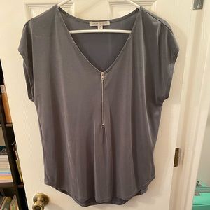 Gray V-neck Blouse